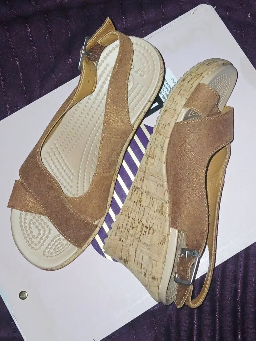 Suede and Faux Cork Wedges NWOT